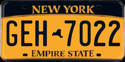 NY license plate GEH7022