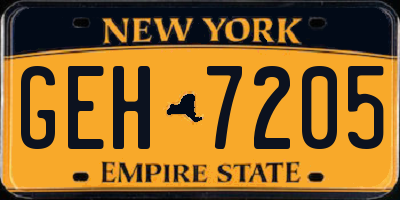 NY license plate GEH7205