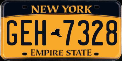 NY license plate GEH7328