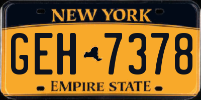 NY license plate GEH7378