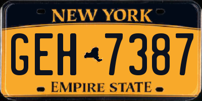 NY license plate GEH7387