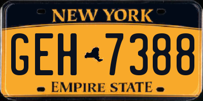 NY license plate GEH7388