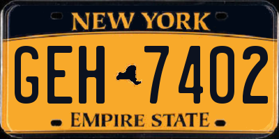 NY license plate GEH7402