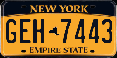 NY license plate GEH7443