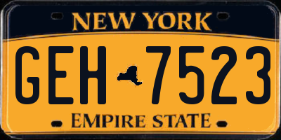 NY license plate GEH7523