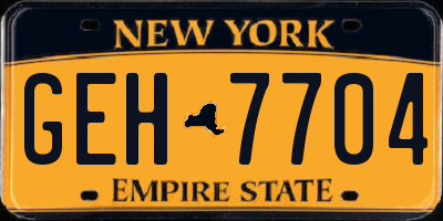 NY license plate GEH7704