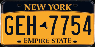 NY license plate GEH7754
