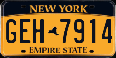 NY license plate GEH7914