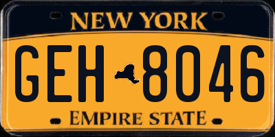 NY license plate GEH8046