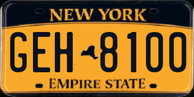 NY license plate GEH8100