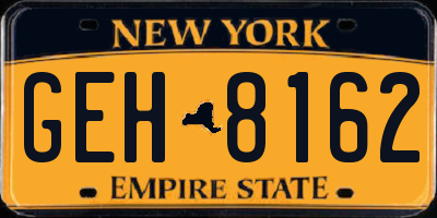 NY license plate GEH8162