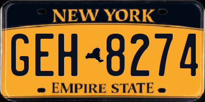 NY license plate GEH8274