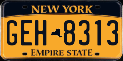 NY license plate GEH8313