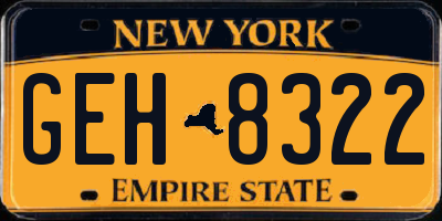 NY license plate GEH8322