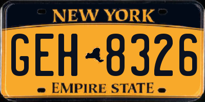 NY license plate GEH8326