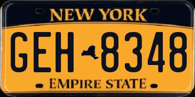 NY license plate GEH8348