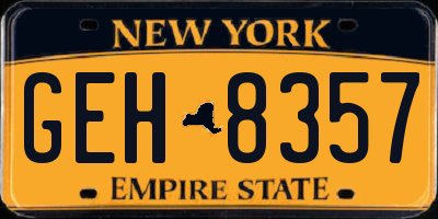NY license plate GEH8357