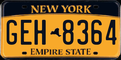 NY license plate GEH8364