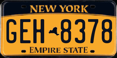 NY license plate GEH8378