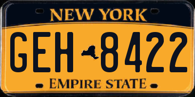 NY license plate GEH8422