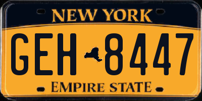 NY license plate GEH8447