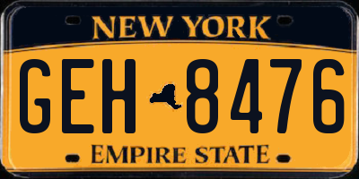 NY license plate GEH8476