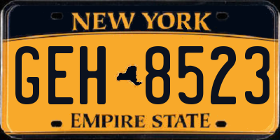 NY license plate GEH8523