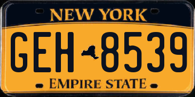 NY license plate GEH8539