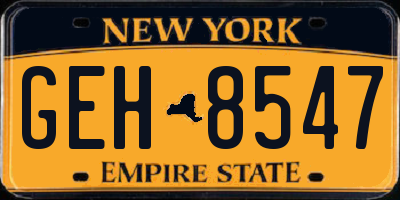 NY license plate GEH8547
