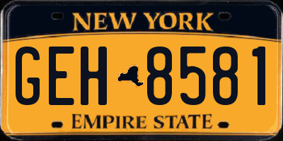 NY license plate GEH8581