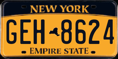 NY license plate GEH8624