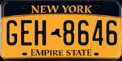 NY license plate GEH8646