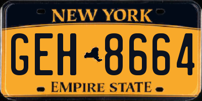 NY license plate GEH8664