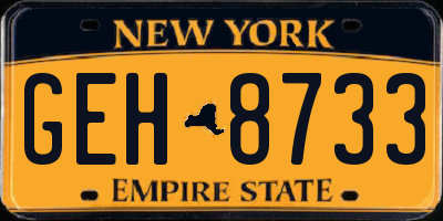 NY license plate GEH8733
