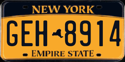 NY license plate GEH8914
