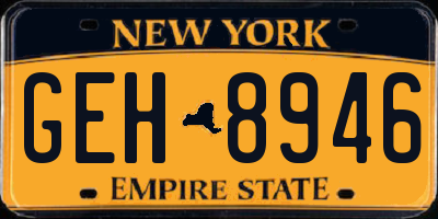 NY license plate GEH8946
