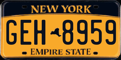 NY license plate GEH8959