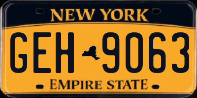 NY license plate GEH9063