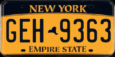 NY license plate GEH9363