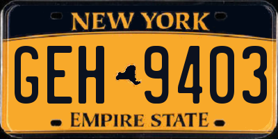 NY license plate GEH9403