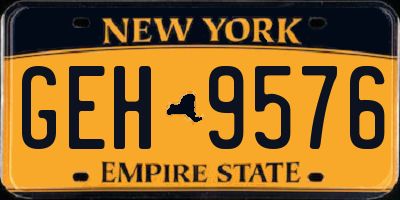 NY license plate GEH9576