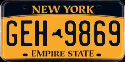 NY license plate GEH9869