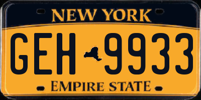 NY license plate GEH9933