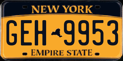 NY license plate GEH9953