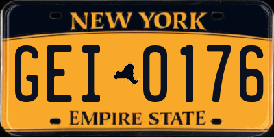 NY license plate GEI0176