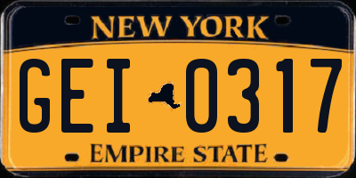 NY license plate GEI0317