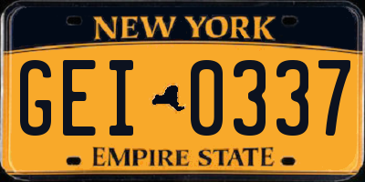 NY license plate GEI0337