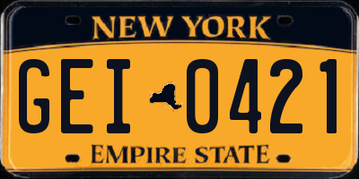 NY license plate GEI0421