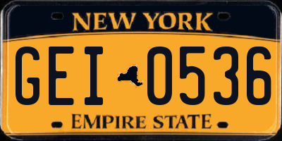 NY license plate GEI0536