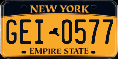 NY license plate GEI0577